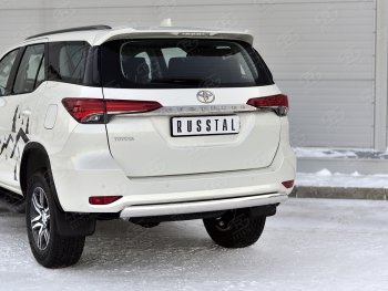 10 649 р. Защита заднего бампера (Ø75х42 мм, нержавейка) Russtal  Toyota Fortuner  AN160 (2020-2024) рестайлинг  с доставкой в г. Екатеринбург. Увеличить фотографию 2