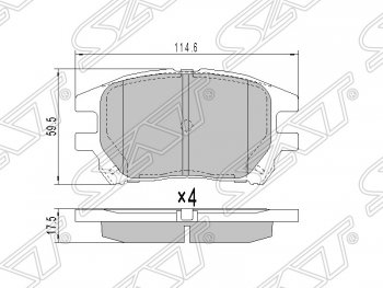 1 199 р. Колодки тормозные SAT (передние)  Toyota Harrier  XU10 (1997-2003) дорестайлинг, рестайлинг  с доставкой в г. Екатеринбург. Увеличить фотографию 1