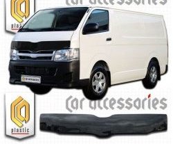 2 079 р. Дефлектор капота CA-Plastic (правый руль)  Toyota Hiace  H200 (2004-2017) минивэн (Япония) дорестайлинг , минивэн (Япония) 1-ый рестайлинг, минивэн (Япония) 2-ой рестайлинг, минивэн (Япония) 3-ий рестайлинг (Classic черный, Без надписи)  с доставкой в г. Екатеринбург. Увеличить фотографию 1