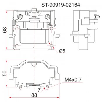 Катушка зажигания (1RZ / 2RZ) SAT Toyota (Тойота) Hiace (Хайс)  H100 (1989-2004) H100 минивэн дорестайлинг (Япония), минивэн 1-ый рестайлинг (Япония), минивэн (Япония)  2-ой рестайлинг