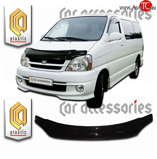 2 199 р. Дефлектор капота CA Plastic (черный)  Toyota Hiace Regius (1997-2002) (Classic черный, Без надписи)  с доставкой в г. Екатеринбург