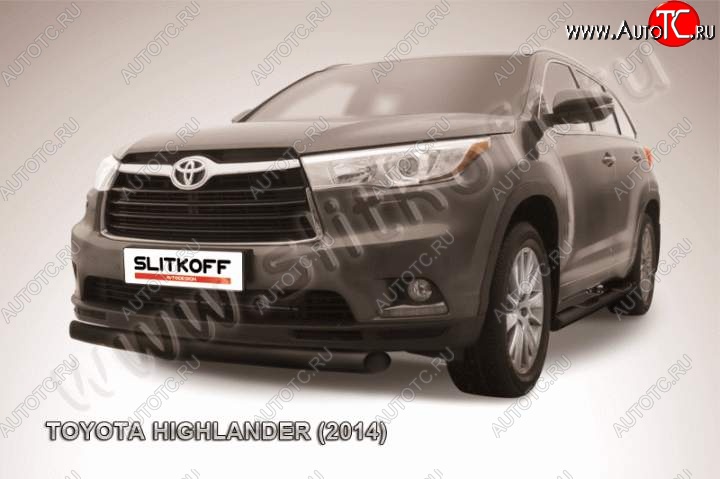 11 249 р. Защита переднего бампер Slitkoff  Toyota Highlander  XU50 (2013-2017) дорестайлинг (Цвет: серебристый)  с доставкой в г. Екатеринбург