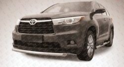 15 999 р. Защита переднего бампера из короткой трубы диаметром 76 мм Slitkoff  Toyota Highlander  XU50 (2013-2017) дорестайлинг (Цвет: нержавеющая полированная сталь)  с доставкой в г. Екатеринбург. Увеличить фотографию 1