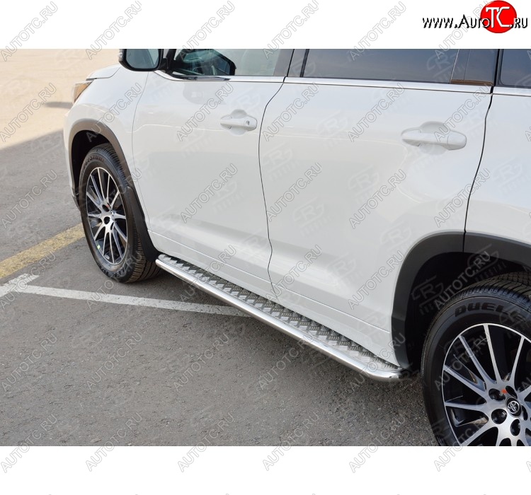 20 699 р. Широкая защита порогов с трубой диаметром 42 мм SLITKOFF v2 Toyota Highlander XU50 дорестайлинг (2013-2017)  с доставкой в г. Екатеринбург