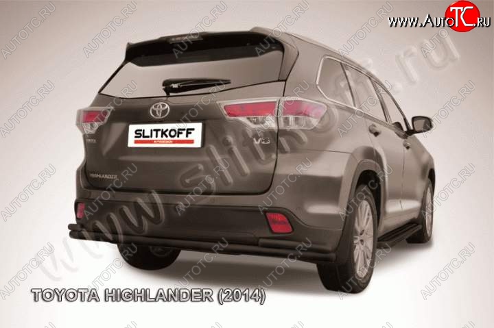 10 399 р. Защита задняя Slitkoff Toyota Highlander XU50 дорестайлинг (2013-2017) (Цвет: серебристый)  с доставкой в г. Екатеринбург