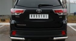 12 999 р. Защита заднего бампера (Ø63 мм уголки, нержавейка) SLITKOFF Toyota Highlander XU50 дорестайлинг (2013-2017)  с доставкой в г. Екатеринбург. Увеличить фотографию 2