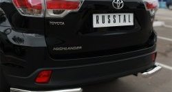 12 999 р. Защита заднего бампера (Ø63 мм уголки, нержавейка) SLITKOFF Toyota Highlander XU50 дорестайлинг (2013-2017)  с доставкой в г. Екатеринбург. Увеличить фотографию 3