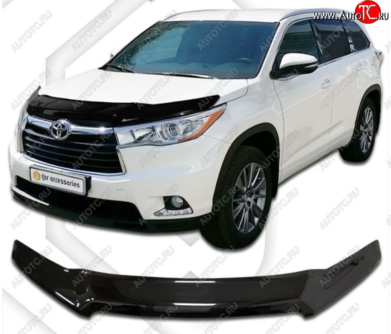 2 079 р. Дефлектор капота CA-Plastiс  Toyota Highlander  XU50 (2013-2020) дорестайлинг, рестайлинг (Classic черный, Без надписи)  с доставкой в г. Екатеринбург