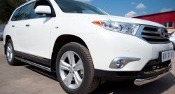 13 299 р. Защита порогов из круглой трубы диаметром 76 мм (рестайлинг) Russtal Toyota Highlander XU40 рестайлинг (2010-2013) (Защита порогов с со скосами на торцах (вариант 1))  с доставкой в г. Екатеринбург. Увеличить фотографию 12