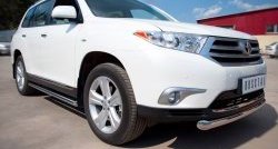 13 299 р. Защита порогов из круглой трубы диаметром 76 мм (рестайлинг) Russtal Toyota Highlander XU40 рестайлинг (2010-2013) (Защита порогов с со скосами на торцах (вариант 1))  с доставкой в г. Екатеринбург. Увеличить фотографию 4