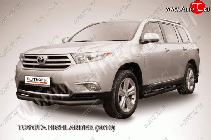 11 399 р. Защита переднего бампер Slitkoff  Toyota Highlander  XU40 (2010-2013) рестайлинг (Цвет: серебристый)  с доставкой в г. Екатеринбург