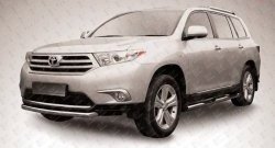 12 799 р. Защита переднего бампера из короткой трубы диаметром 57 мм Slitkoff  Toyota Highlander  XU40 (2010-2013) рестайлинг (Цвет: нержавеющая полированная сталь)  с доставкой в г. Екатеринбург. Увеличить фотографию 1