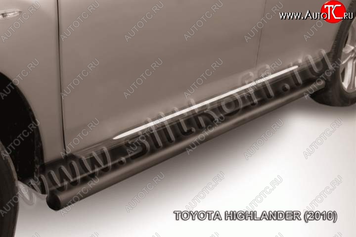 10 349 р. Защита порогов Slitkoff Toyota Highlander XU40 рестайлинг (2010-2013) (Цвет: серебристый)  с доставкой в г. Екатеринбург