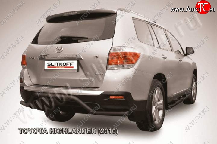 10 199 р. Защита задняя Slitkoff  Toyota Highlander  XU40 (2010-2013) рестайлинг (Цвет: серебристый)  с доставкой в г. Екатеринбург