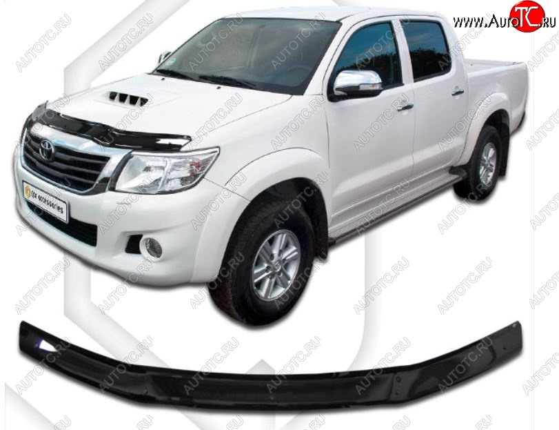 1 759 р. Дефлектор капота CA-Plastiс  Toyota Hilux  AN20,AN30 (2011-2016)  2-ой рестайлинг (Classic черный, Без надписи)  с доставкой в г. Екатеринбург