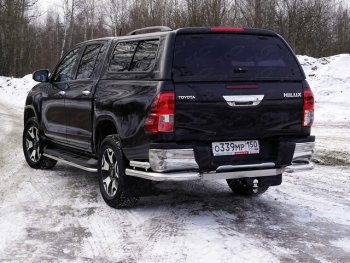 Защита заднего бампера (уголки двойные) ТСС 76,1/60,3мм Toyota (Тойота) Hilux (Хайлюкс)  AN120 (2016-2020) AN120 дорестайлинг, 1-ый рестайлинг