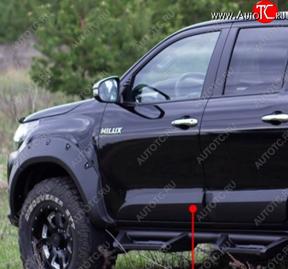 3 179 р. Молдинг двери RA (передний левый) Toyota Hilux AN120 дорестайлинг (2016-2020) (Поверхность глянец под покраску, Неокрашенный)  с доставкой в г. Екатеринбург