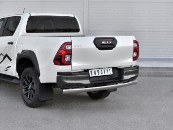 10 649 р. Защита заднего бампера (Ø75х42 мм, нержавейка) Russtal  Toyota Hilux  AN120 (2020-2025) 2-ой рестайлинг  с доставкой в г. Екатеринбург. Увеличить фотографию 2