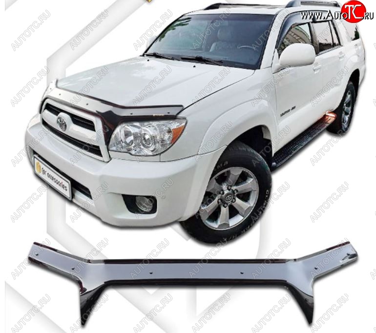 2 479 р. Дефлектор капота (GRN215W, TRN210W, TRN215W) CA-Plastiс  Toyota Hilux Surf  N210 (2005-2009) рестайлинг (Classic черный, Без надписи)  с доставкой в г. Екатеринбург