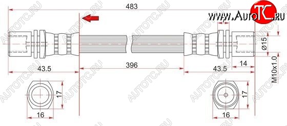 589 р. Тормозной шланг SAT (левый/правый) Toyota Hilux Surf N120,N130 5 дв. дорестайлинг (1989-1991)  с доставкой в г. Екатеринбург