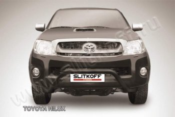 24 699 р. Кенгурятник d57 низкий широкий мини Slitkoff  Toyota Hilux  AN10,AN20 (2008-2011) 1-ый рестайлинг (Цвет: серебристый)  с доставкой в г. Екатеринбург. Увеличить фотографию 1