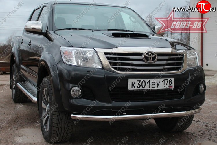 12 959 р. Защита переднего бампера одинарная Souz-96 (d60) Toyota Hilux AN20,AN30  2-ой рестайлинг (2011-2016)  с доставкой в г. Екатеринбург