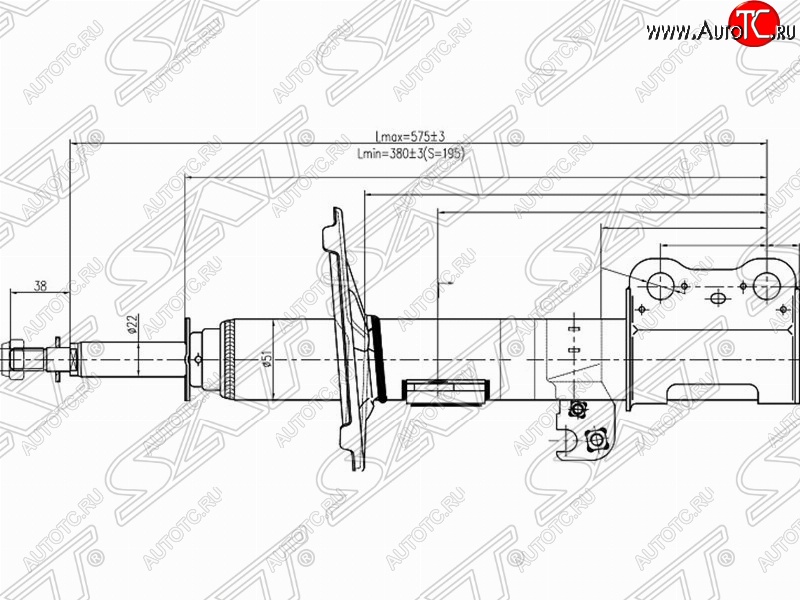 3 399 р. Левый амортизатор передний SAT Toyota Noah 1 дорестайлинг (2001-2004)  с доставкой в г. Екатеринбург