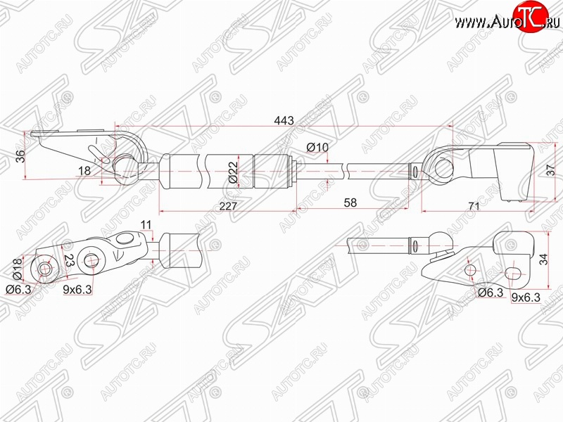 1 299 р. Правый газовый упор крышки багажника SAT  Toyota Ipsum  ACM20 (2001-2003) дорестайлинг  с доставкой в г. Екатеринбург