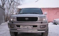 20 799 р. Защита переднего бампера (2 трубыØ76 и 63 мм, нержавейка) Russtal Toyota Land Cruiser 100 дорестайлинг (1998-2002)  с доставкой в г. Екатеринбург. Увеличить фотографию 1