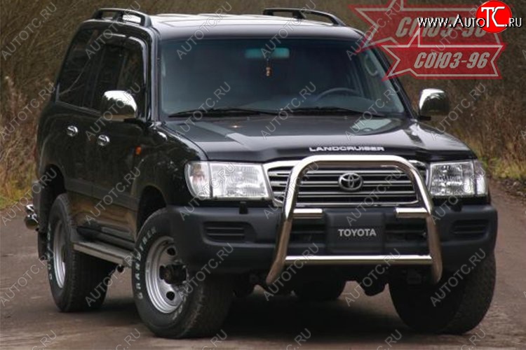 23 039 р. Защита переднего бампера под лебедку Souz-96 (d76) Toyota Land Cruiser 100 2-ой рестайлинг (2005-2007)  с доставкой в г. Екатеринбург