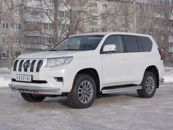 23 999 р. Защита переднего бампера (Ø63 мм c зубами Ø42, нержавейка) Russtal Toyota Land Cruiser Prado J150 2-ой рестайлинг (2017-2020)  с доставкой в г. Екатеринбург. Увеличить фотографию 4