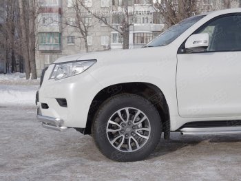 23 999 р. Защита переднего бампера (Ø63 мм c зубами Ø42, нержавейка) Russtal Toyota Land Cruiser Prado J150 2-ой рестайлинг (2017-2020)  с доставкой в г. Екатеринбург. Увеличить фотографию 1