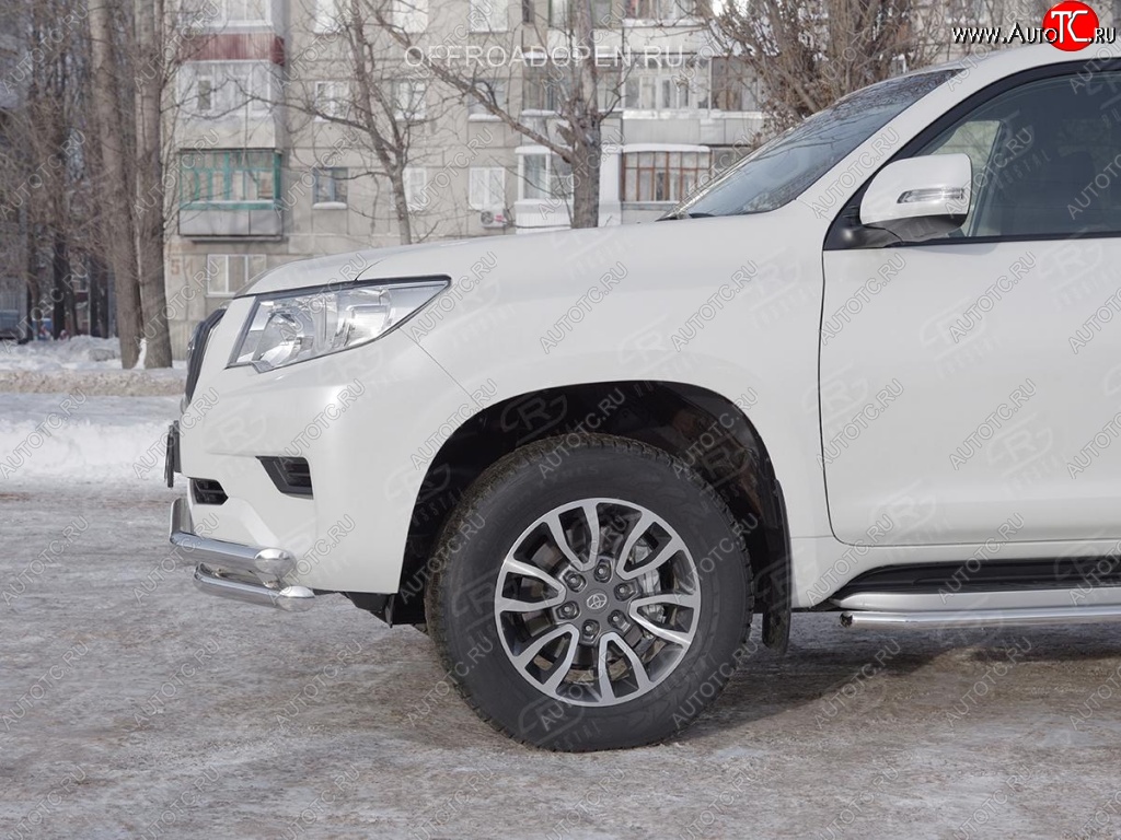 23 999 р. Защита переднего бампера (Ø63 мм c зубами Ø42, нержавейка) Russtal Toyota Land Cruiser Prado J150 2-ой рестайлинг (2017-2020)  с доставкой в г. Екатеринбург