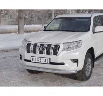 Одинарная защита переднего бампера диаметром 76 мм Toyota Land Cruiser Prado J150 2-ой рестайлинг (2017-2020)