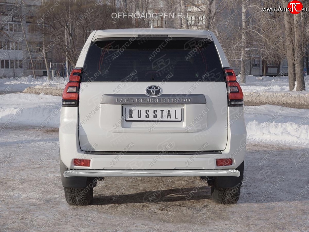 17 699 р. Защита заднего бампера (Ø63 мм, нержавейка) SLITKOFF Toyota Land Cruiser Prado J150 2-ой рестайлинг (2017-2020)  с доставкой в г. Екатеринбург