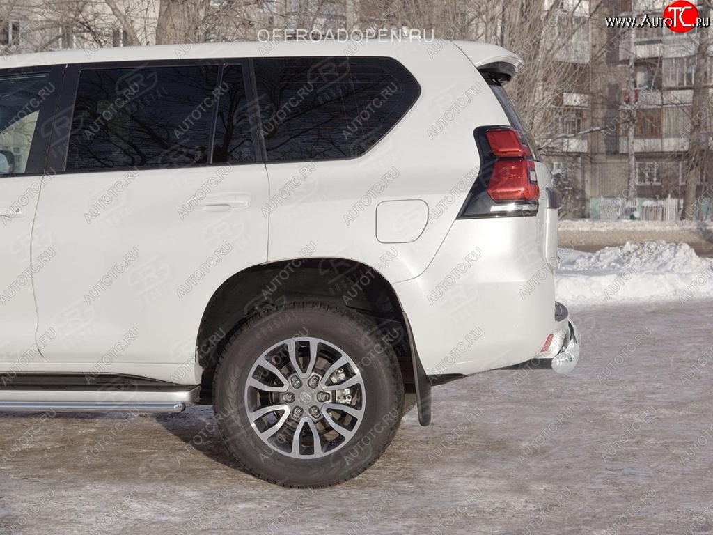 15 299 р. Защита заднего бампера (Ø76 мм, нержавейка) SLITKOFF Toyota Land Cruiser Prado J150 2-ой рестайлинг (2017-2020)  с доставкой в г. Екатеринбург