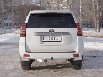 9 599 р. Защита заднего бампера (Ø76 мм уголки, нержавейка) SLITKOFF Toyota Land Cruiser Prado J150 2-ой рестайлинг (2017-2020)  с доставкой в г. Екатеринбург. Увеличить фотографию 2