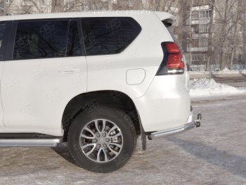 9 599 р. Защита заднего бампера (Ø76 мм уголки, нержавейка) SLITKOFF Toyota Land Cruiser Prado J150 2-ой рестайлинг (2017-2020)  с доставкой в г. Екатеринбург. Увеличить фотографию 3