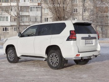 Защита заднего бампера (Ø76 мм уголки, нержавейка) SLITKOFF Toyota Land Cruiser Prado J150 2-ой рестайлинг (2017-2020)