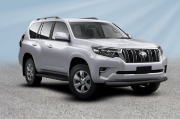 12 649 р. Защита переднего бампера Slitkoff (Ø мм). Toyota Land Cruiser Prado J150 2-ой рестайлинг (2017-2020) (Сталь с полимерным покрытием. Цвет: черный)  с доставкой в г. Екатеринбург. Увеличить фотографию 1