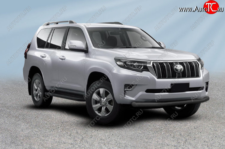 12 649 р. Защита переднего бампера Slitkoff (Ø мм). Toyota Land Cruiser Prado J150 2-ой рестайлинг (2017-2020) (Сталь с полимерным покрытием. Цвет: черный)  с доставкой в г. Екатеринбург