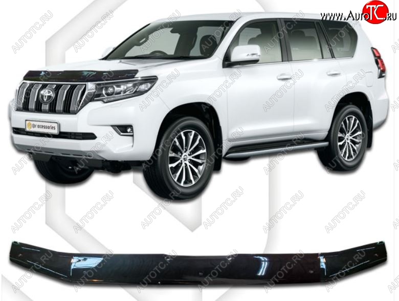 2 079 р. Дефлектор капота CA-Plastic  Toyota Land Cruiser Prado  J150 (2017-2020) 2-ой рестайлинг (Classic черный, Без надписи)  с доставкой в г. Екатеринбург