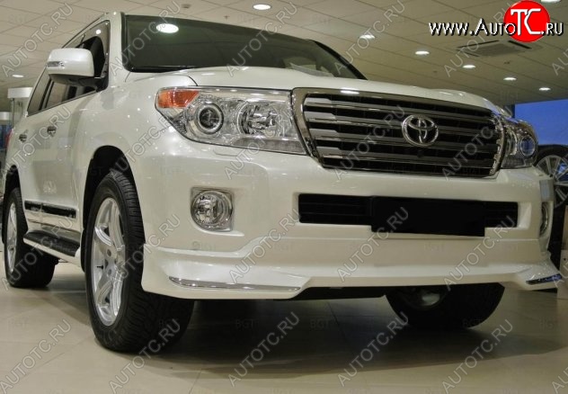 21 599 р. Накладка на передний бампер CT Toyota Land Cruiser 200 1-ый рестайлинг (2012-2015) (Неокрашенная)  с доставкой в г. Екатеринбург