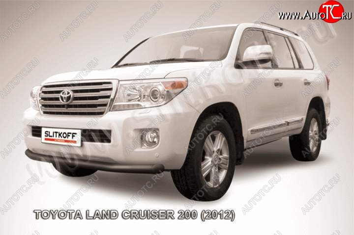 10 999 р. Защита переднего бампер Slitkoff  Toyota Land Cruiser  200 (2012-2015) 1-ый рестайлинг (Цвет: серебристый)  с доставкой в г. Екатеринбург