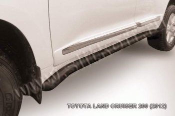 14 649 р. Защита порогов Slitkoff  Toyota Land Cruiser  200 (2012-2015) 1-ый рестайлинг (Цвет: серебристый)  с доставкой в г. Екатеринбург. Увеличить фотографию 1