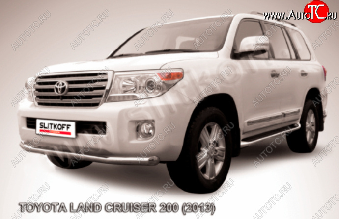 15 899 р. Защита переднего бампера Slitkoff (Ø76 мм)  Toyota Land Cruiser  200 (2012-2015) 1-ый рестайлинг (Нержавейка полированная)  с доставкой в г. Екатеринбург