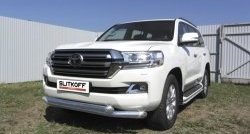 24 949 р. Двойная защита переднего бампера из труб диаметром по 76 мм Slitkoff Toyota Land Cruiser 200 2-ой рестайлинг (2015-2021) (Цвет: нержавеющая полированная сталь)  с доставкой в г. Екатеринбург. Увеличить фотографию 1