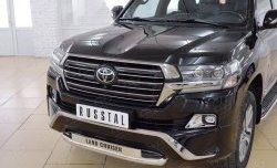 26 499 р. Защита переднего бампера (Ø63 мм с надписью, нержавейка) SLITKOFF Toyota Land Cruiser 200 2-ой рестайлинг (2015-2021)  с доставкой в г. Екатеринбург. Увеличить фотографию 3