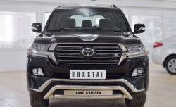 Защита переднего бампера (2 трубыØ63 мм с надписью, нержавейка, EXECUTIVE) SLITKOFF Toyota Land Cruiser 200 2-ой рестайлинг (2015-2021)