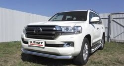 Одинарная защита переднего бампера диаметром 57 мм Slitkoff Toyota Land Cruiser 200 2-ой рестайлинг (2015-2021)